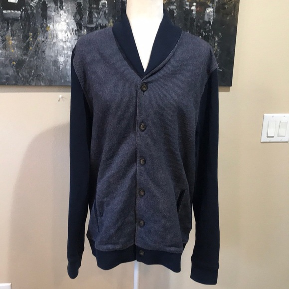 Ted Baker London Blue Color Block Cotton Blend Button Down Cardigan-Size 5/XL - Picture 1 of 11